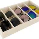 Luxurious 5 Grid Beige Velvet Eyewear Storage Sunglasses Jewelry Tray Organizer Soft Protection Drawer Divider Store Display