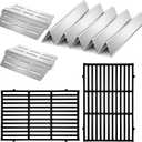 Genesis E310 Grill Parts Cast Iron Grill Grates for Weber Genesis E330 S330 EP310 with 7620 Stainless Steel Flavorizer Bars 7622 Heat Deflector Grill Replacement Parts for Weber 300 Series