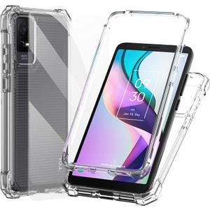 Ailiber Case for TCL 30Z, TCL T602DL Phone Case with Tempered Glass Screen Protector, Dual Layer Structure Protection, Shockproof Corner TPU Bumper, Slim Silicone Phone Cover for TCL 30 LE-Clear