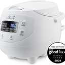 Yum Asia Panda Mini Rice Cooker With Ninja Ceramic Bowl and Advanced Fuzzy Logic (3.5 cup, 0.63 litre) 4 Rice Cooking Functions, 4 Multicooker functions, Digital LED display - 120V,Arctic White 
