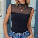 Avidlove Women's Mock Neck Mesh Bodysuit Ruched Tank Body Suits Top Sheer One Piece Going Out Tops Classy Outfits (Black, M)