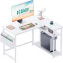 Pamray 40 Inch L Shaped Computer Desk with Reversible Side Storage Shelves, Small Corner Desk for Small Space Home Office, Writing Study Table PC Desk for Bedroom, White