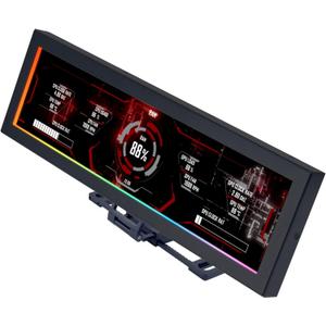 Lian Li 8.8" Universal Screen for PC - Adjustable Mounting for Any Computer Setup - Customizable ARGB Frame - PC Temperature Display Panel - LCD Screen Display - Mini Monitor - SM088X (US88 v1 Black)