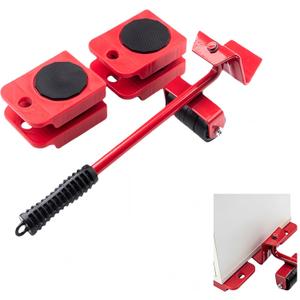 300 Lbs Capacity Heavy Furniture Dollies with Wheels Furniture Moving Tool Set (1 Lever + 4 Sliders) Appliance Lifter & Floor Protector Kit for Sofas, Fridges, Kitchen Appliances, Heavy Furniture
