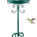 Daoeny 35In Metal Bird Bath for Outside, Vintage Freestanding Birdbaths & Birdfeeder, Bird Baths Feeder Bowl for Outdoors Garden Patio Yard Lawn Decor, Upgraded 5-Pronged Base (Green)