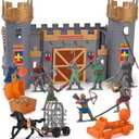 Liberty Imports Medieval Castle Kingdom Knights Action Figure Toy Army Playset with Castle, Figurines, Catapult, and Acessories Kids Playset in Storage Bucket