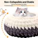 Handwoven Soft Cat Cave Bed, Indoor Cat Beds with Washable Round Nest, Kitten House & Cat Furniture, White & Gray