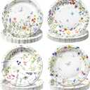 100 PCS Wildflower Party Plates, 9-Inch Floral Disposable Mother's Day Paper Plates for Mothers Day Baby Shower, Bridal Shower, Spring Birthday Party, Tea & Garden Party Decorations, 4 Floral Designs