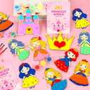 LARDUX Princess Party Favors, 24PCS DIY Wooden Princess Birthday Party Favors Painting Kit, Glow in The Dark DIY Crafts Party Decorations Goodie Bag Stuffers for Kids Boys Girls