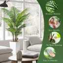 6FT Artificial Palm Tree, Tall Faux Palm Tree Indoor with Fake Plants Tall, Artificial Plants with Lifelike Leaves for Home Office Decor (White)