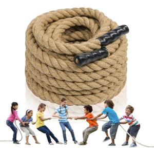 Natural Jute Rope -1/1.26inch 50ft, 92ft Length, Can Be DIY Landscape Decoration, Tug of War, Gardening, Handicrafts (1" x50ft)