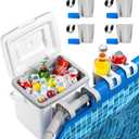 14QT Pool Cooler, with 4 Pool Cup Drink Holders, Insulated Hard Cooler with Handle, Keeps Cold for up to 3 Days, Above Ground Pool Accessories Storage, Portable Poolside Beach Camping Cooler