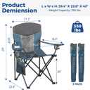Outdoor Camping Chair 2-Pack with Mesh Back, Folding Portable Lawn Chairs with Cup Holder & Side Storage Pocket for Camping, Beach, Picnic, Fishing(Blue)
