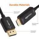 Amazon Basics DisplayPort to HDMI Cable, Uni-Directional, 1080p, 1920x1200, 4K@60Hz, Works with DisplayPort Enabled Desktops and Laptops, Connect to HDMI Displays, 6 ft, Gold-Plated Plug, Black
