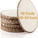 Set of (10) 12-13 Inches Large Wood Slices, Wood Centerpieces for Tables, Wood Slices for Centerpieces, Unfinished Wood Rounds for Wedding, Baby Shower, Party, Natural Paulownia Wooden Slabs