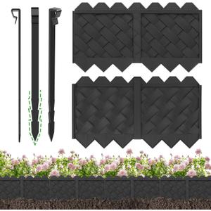 BLACKVINE 20Pcs 20ft (5'' Exposed Height) Plastic Landscape Edging Border,Flowerbed Garden Border Edging for Landscaping,Flower Bed Lawn Yard Edging Borders,Garden Edger Border Divider - 3D Weaving
