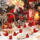 Pinkunn 100 Pcs Mini Resin Cardinal Bird Figurines Decoration Tiny Red Cardinal Bird Figurines Christmas Ornaments for Gift Xmas Miniature Garden Crafts Cake Topper Christmas Decoration