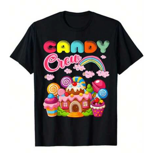 Candy Land Candy Crew Decorations Sweetie Candy T-Shirt Comfort Fit Men's Tee, Crew Neck Tee, Ultra Soft, Size L