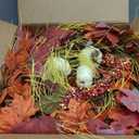 Fall Wreaths for Front Door,24 Inch Autumn Large Pumbkin Wreath with Berry,Maple Leaves and Pine Cone,Thanksgiving Harvest Festival Wreaths Indoor and Outdoor Wall, Window,Home Door Decor (Orange)