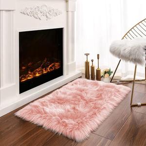 Latepis Pink 2x3 Faux Fur Rug for Bedroom Decor for Teen Girls Throw Fuzzy Fluffy Furry Sheepskin Rug for Sofa Cushion Luxury Home Dcor Rectangle