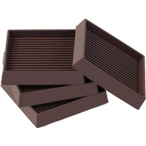 3x3 Square Rubber Furniture Caster Cups, Anti-Sliding Furniture Pads Bed Stopper Floor Protectors with Grip - Protect Any Flooring (4 Pcs Brown)