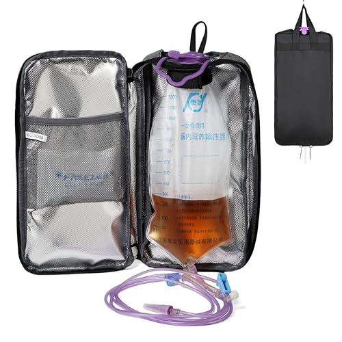 Meesyn Insulated Cover for Enteral Gravity Feeding Bag for G J GJ Tube G-tube Gtube Accessories Supplies Nutrition Liquid Insulation Cooler Fits 500ml to 1200ml Feeding Pump Bag