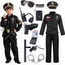 Spooktacular Creations 14PCS Halloween Police Costume for Kids, Police Officer Costume for Boys, Toddler RolePlay Party,3-4 y