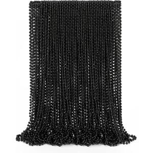 50PCS Bead Necklace, Black Mardi Gras Bead Necklace Party Favors, 33" Metallic Halloween Round Beaded Bulk, Festival Parade Throw Accessories for Mardi Gras Carnival Halloween Party Supplies Decor