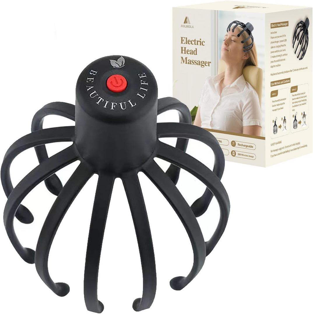 Electric Scalp Massager with 3 Modes, Head Massager Scalp, 360 Degree Head Massager, Cordless Portable Head Scratcher for Stress Relax, Birthday & Christmas Gift