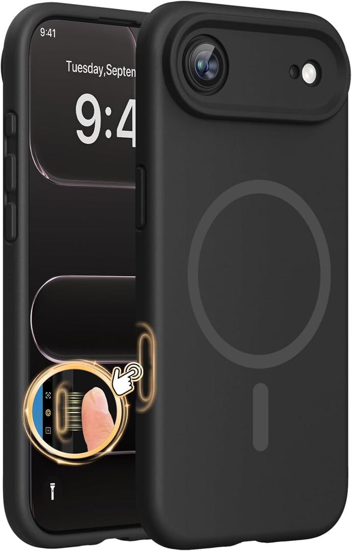 Miracase Magnetic for iPhone Air Case, Compatible with MagSafe, Integrated Silicone Camera Control Cover, 3.0mm Thicken Shockproof Drop Protection Phone Case for 17 Air,Black