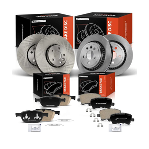 A-Premium Front and Rear Vented Disc Brake Rotors + Ceramic Pads Kit Compatible with Select Volvo Models - XC60 2010-2015, 12-PC Set
