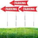 16 X 5 Inch Directional Parking Signs with Arrows - Durable Corrugated Plastic Event Parking Yard Signs, Red & White, Left & Right Arrow, with Stakes (3)