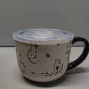 AmorArc 24 Ounces Ceramic Soup Mugs with Lids and Handle, Stoneware Bowls Cup Set of 2 for Soup, Stew, Noodle, Beautiful Mug Bowls With Lovely Dog,Cat Patterns, Microwave & Dishwasher Safe, Black