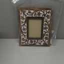 Deco 79 Rectangular Carved Wood Antique Floral Picture Frame w/Whitewash Finish, 8.5 x 10, Brown (54644)