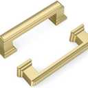 Banqin 10 Pack Brushed Gold Cabinet Handles, 3 Inch Hole Center Pulls, Kitchen Cabinet Handles Square Drawer Pulls for Kitchen Bathroom Bedroom