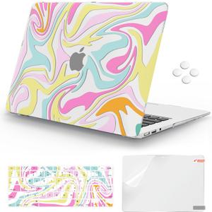 iCasso Compatible with MacBook Air 13 inch Case (Release 2010-2017 Older Version), Hard Shell Plastic Protective Case & Keyboard Cover Only for MacBook Air 13 Model A1369/A1466, Colorful Fluid
