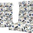 LVTXIII Outdoor Seat/Back Chair Cushion Patio Tufted High Back Cushion, Seasonal Replacement Rocking Chair Cushion with Ties, 22 W x 20D, Set of 2, Breeze Leaves Beige