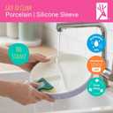 Elk and Friends Kids 6.7 Porcelain Divided Plates with Silicone Suction Sleeves | Suitable for Babies/Kids/Toddlers | Microwave & Dishwasher Safe | Non Slip | Snack Dishes | 4 Pack (Blush/Lilac/Sage/MistyBlue)