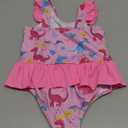 Vieille 4T Bathing Suit for Girls 5T Swimsuits Swimwear One Piece with Ruffle Hem Skirt