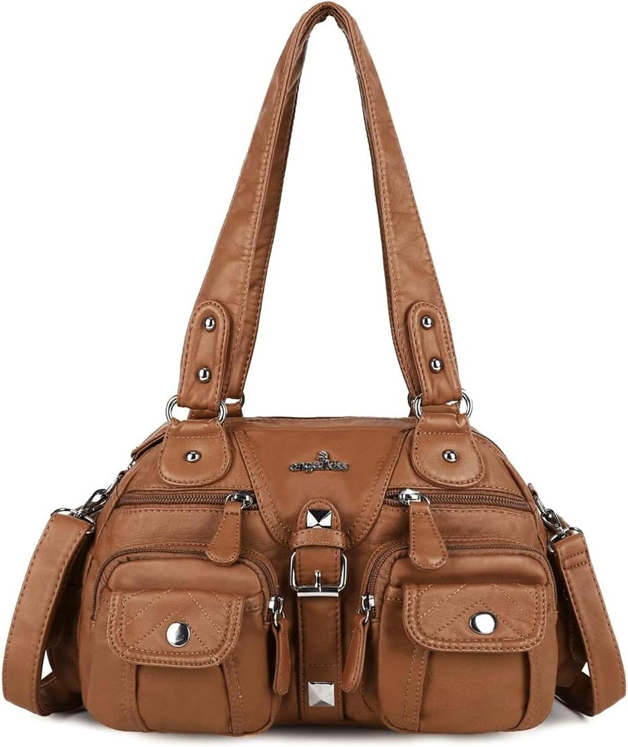Angel Kiss Hobo Crossbody Purses for Women Shoulder Bag Multipocket Soft Hobo Purses Removable Strap Leather Handbags