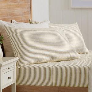 Great Bay Home 4-Piece Queen Size Stripe Microfiber Sheet Set - Ultra-Soft, Brushed Bedding Sheets & Pillowcases - Wrinkle Free, Comfortable, All-Season Bed Sheets (Light Taupe)