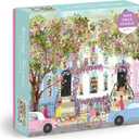 Galison Spring Terrace â€“ 1000 Piece Joy Laforme Puzzle Featuring a Magnolia Filled Neighborhood Day On A Spring Day