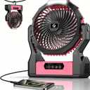 XZK 24000mAh Rechargeable Camping Fan, 64H Runtime Battery Powered Portable Travel Fan with LED Light, Tent Fans for Indoor,Outdoor,Fishing,Jobsite & Hurricane Emergency,Gifts for Men Dad Him,Pink