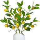 Heleze 36 Inch Artificial Lemon Branches for Vases Greenery Stems with Faux Fruits Realistic Lifelike Fake Lemon Tree Branch for Home, Dining Table, Kitchen Decor