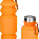 Nefeeko Collapsible Water Bottle, Reuseable BPA Free Silicone Foldable Water Bottles for Travel Gym Camping Hiking, Portable Leak Proof Sports Water Bottle with Carabiner (Orange-18oz)