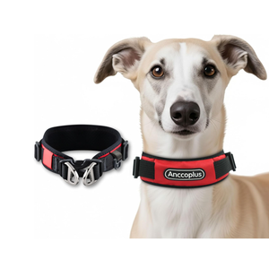 ANCCOPLUS Comfort Fit Dog Collar, Anti-Choke Neck Safe Dog Training Collar, Wide Padded, Breathable, Adjustable with Dual D-Rings, Soft Cushion Neck Protector for Dogs (M, Red)
