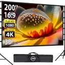 200 Inch Outdoor Projector Screen with Stand: LEORFI Large Projection Screen with Adjustable Tripod, Front & Rear Projection Wrinkle-Free Movie Screen with Transport Bag for Backyard Movie Night