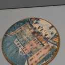 Vintage Snowy Village Wall Art Decor 10x10Inch, Vintage Winter Holiday Scene Circular Wall Art Framed Canvas Print Decor, Snowy Holiday Village Wall Art Decor for Christmas (Winter)