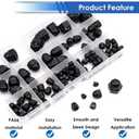Smseace 110Pcs 6-Sizes Hex Acorn Cap Nuts Assortment Kit - M3/ M4/ M5/M6/M8/M10 Bolt Cover Caps for Protection, Indoor and Outdoor Nylon Screw Covers
