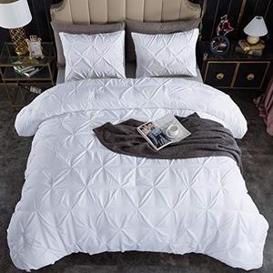 Andency White Oversized King Comforter Set (120x98Inch), 3 Pieces Lightweight Pinch Pleat Cal King Bedding Comforters & Sets, Oversized Pintuck Soft Fluffy Down Alternative Bed Set for All Season Andency White Oversized King Comforter Set (120x98Inch), 3 Pieces Lightweight Pinch Pleat Cal King Bedding Comforters & Sets, Oversized Pintuck Soft Fluffy Down Alternative Bed Set for All Season